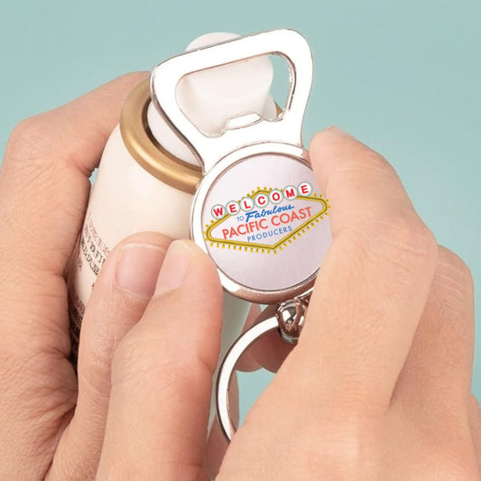 PCP Keychain Bottle Opener - round or rectangle