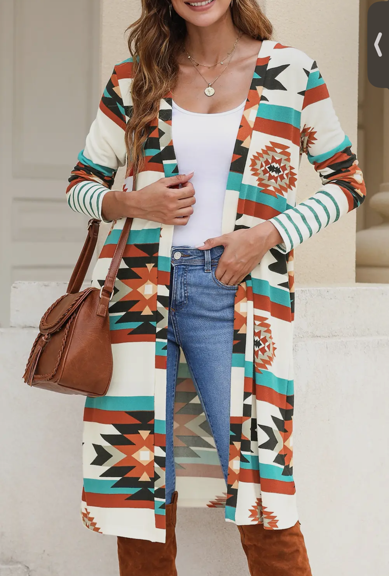 Cardigan Duster - Aztec stripe