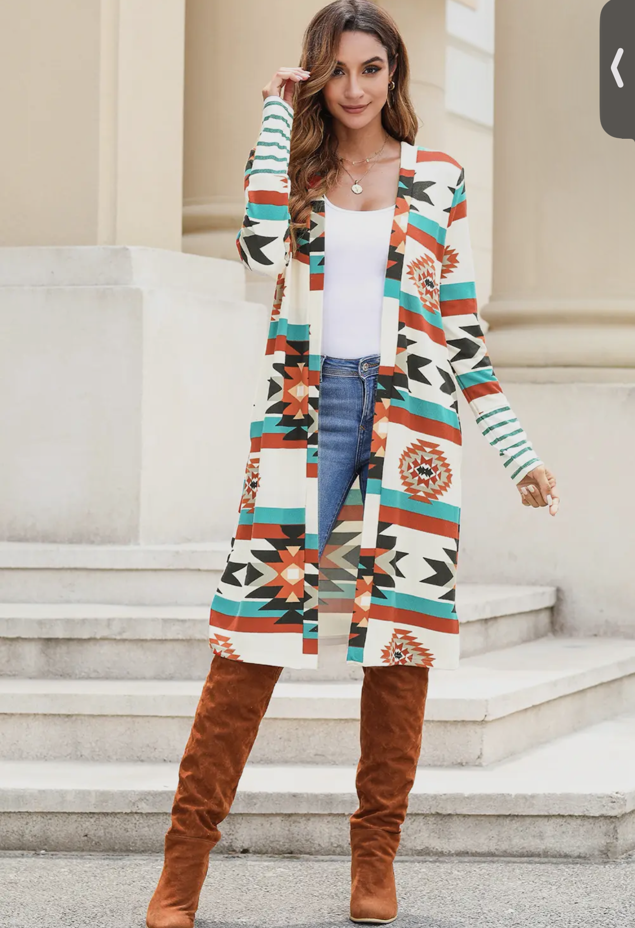 Cardigan Duster - Aztec stripe