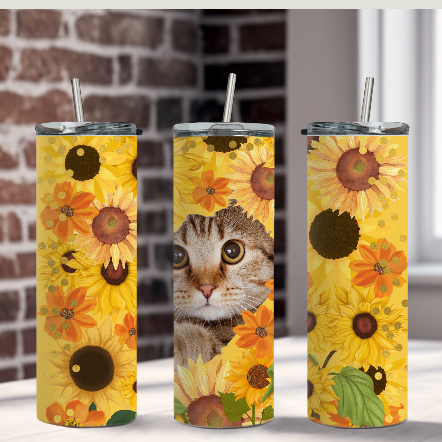 Kitten Floral Tumbler 20 oz