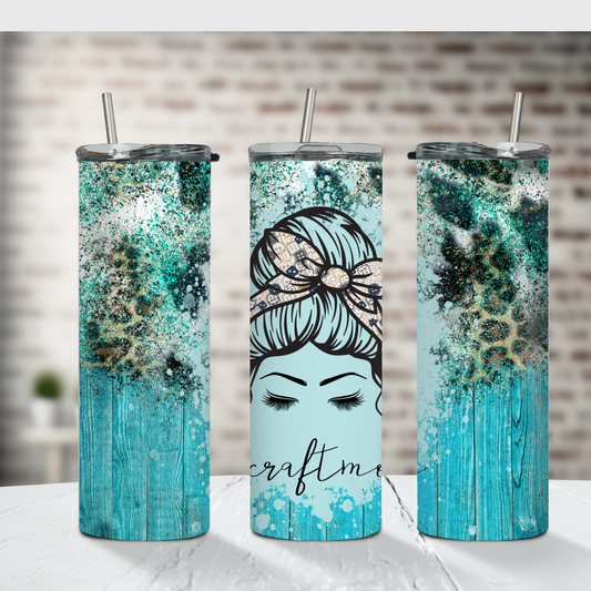 Craft Mom Teal Leopard Tumbler 20 oz