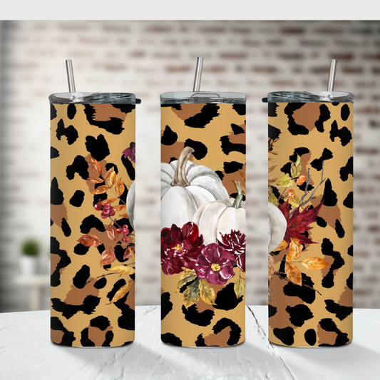 Fall Pumpkins Leopard Tumbler 20 oz