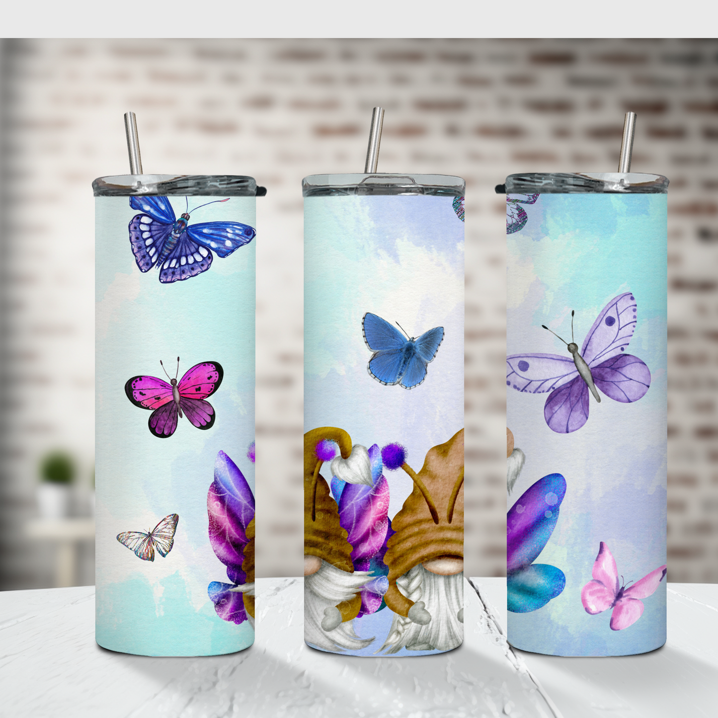 Gnomes & Butterflies Tumbler 20 oz