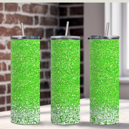 Bright Green Glitter Tumbler 20 oz