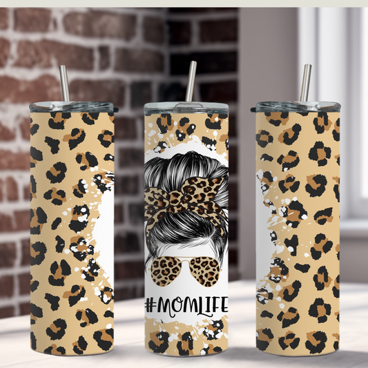 Leopard Print #Momlife Mom 20oz Tumbler