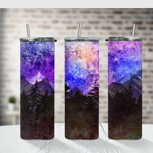 Mountain Forest purple Tumbler 20 oz