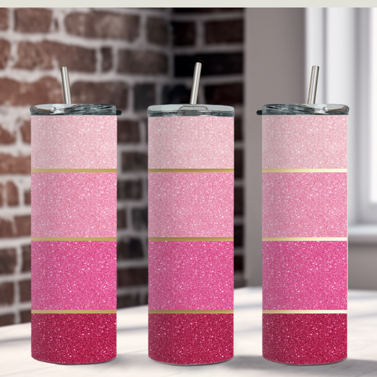 Shades of Pink Glitter Tumbler 20 oz