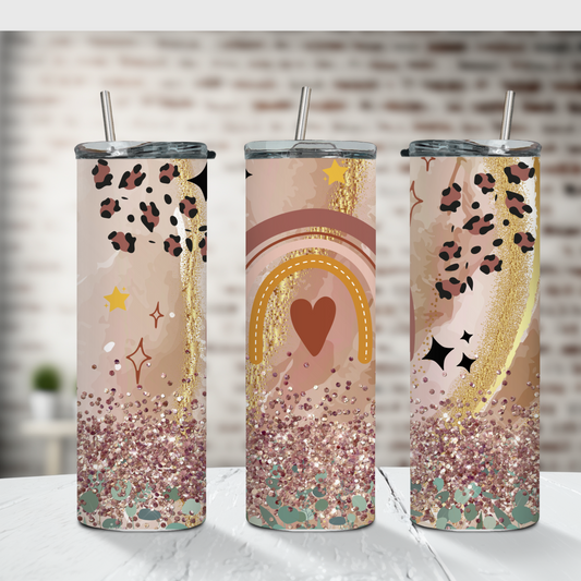 Rainbow Heart Rose Tumbler 20 oz